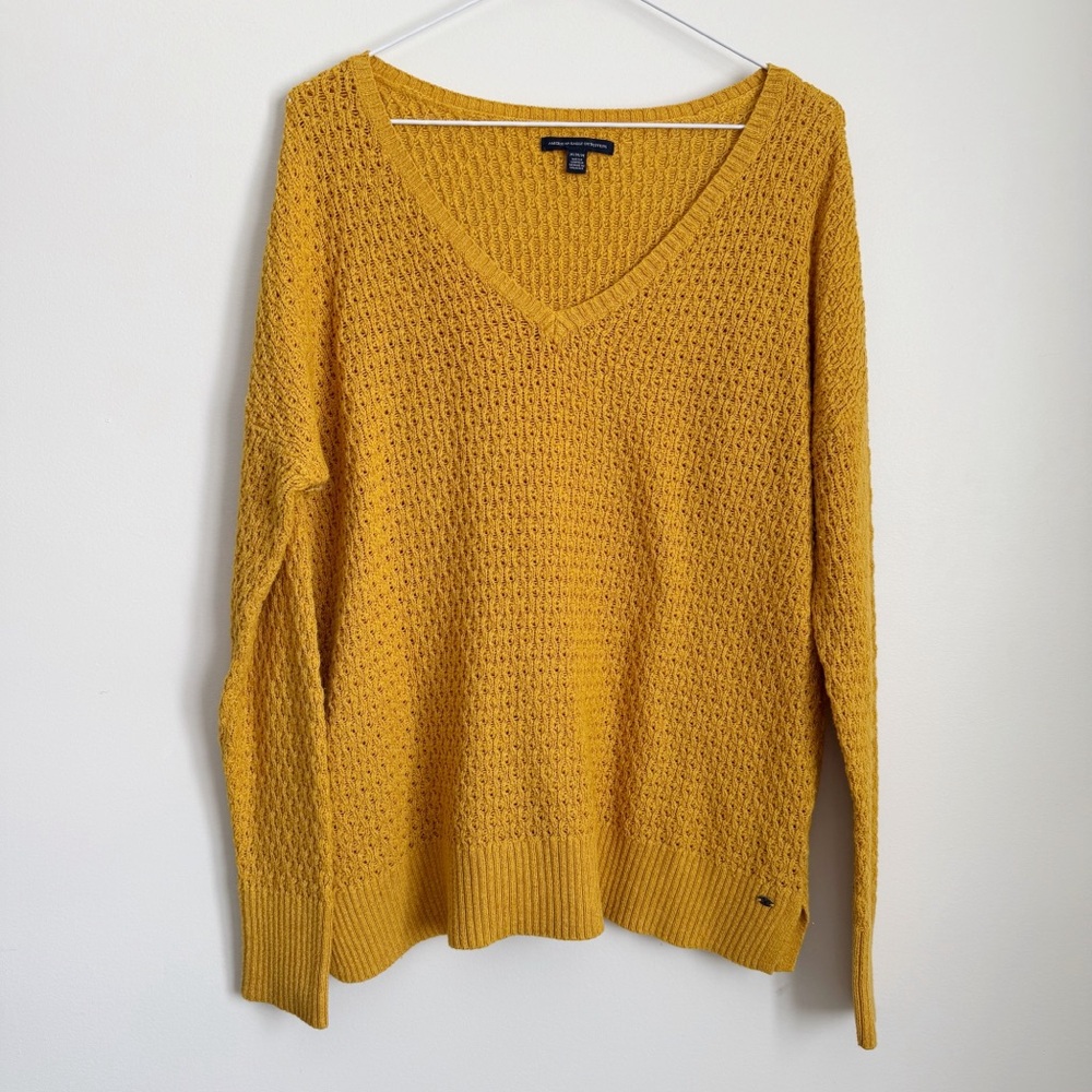 American Eagle Outfitters Yellow V-Neck Sweater